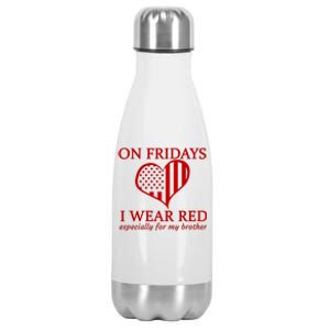 In Fridays I Wear Red Personalize Custom Text Stainless Steel Insulated Water Bottle