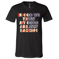 In God We Trust My Guns Are Just Backup V-Neck T-Shirt