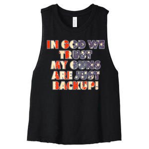 In God We Trust My Guns Are Just Backup Women's Racerback Cropped Tank