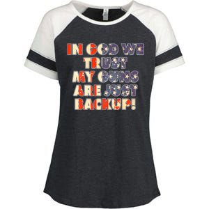 In God We Trust My Guns Are Just Backup Enza Ladies Jersey Colorblock Tee