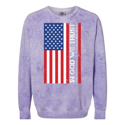 In God We Trust Psalm 56:4 US Flag Colorblast Crewneck Sweatshirt