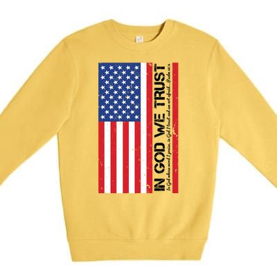 In God We Trust Psalm 56:4 US Flag Premium Crewneck Sweatshirt