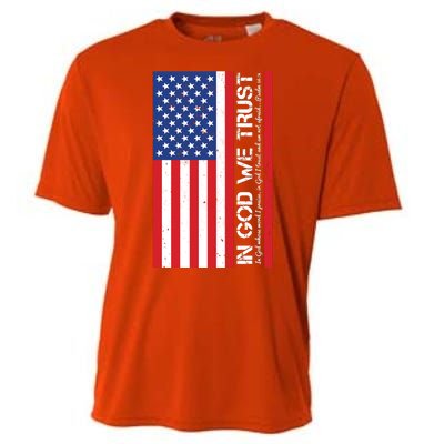 In God We Trust Psalm 56:4 US Flag Cooling Performance Crew T-Shirt