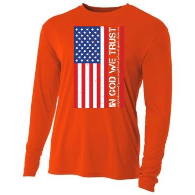 In God We Trust Psalm 56:4 US Flag Cooling Performance Long Sleeve Crew