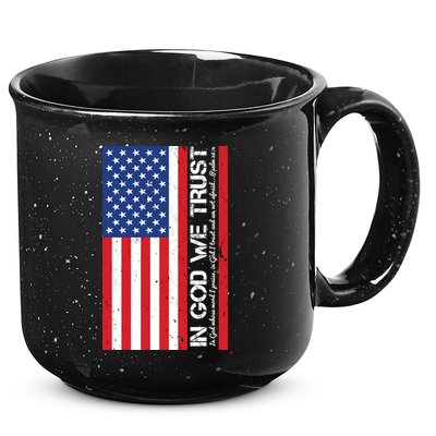 In God We Trust Psalm 56:4 US Flag 15oz Campfire Ceramic Mug