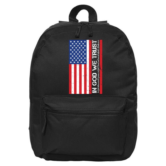 In God We Trust Psalm 56:4 US Flag 16 in Basic Backpack