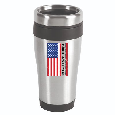 In God We Trust Psalm 56:4 US Flag 16oz Travel Tumbler