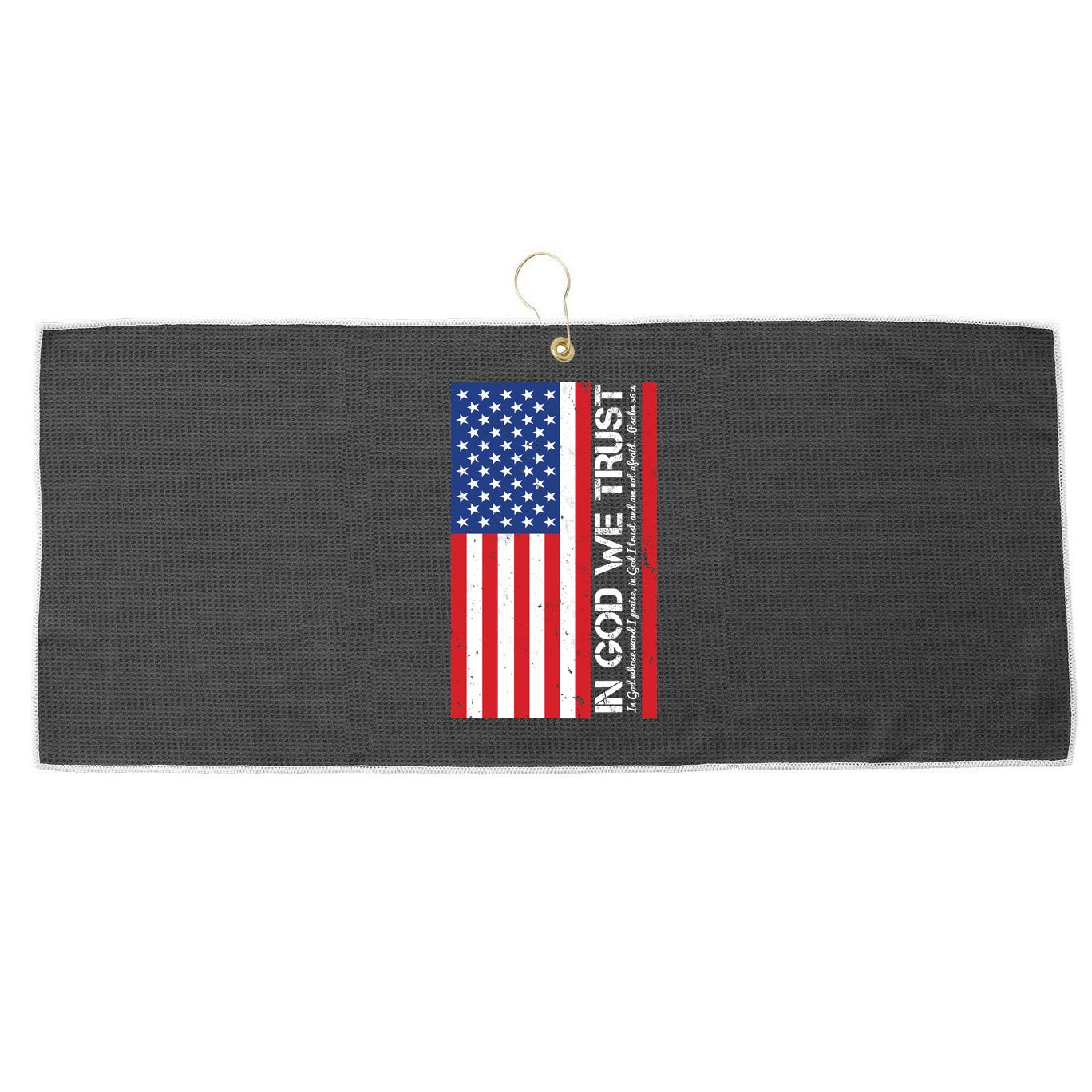 In God We Trust Psalm 56:4 US Flag Large Microfiber Waffle Golf Towel