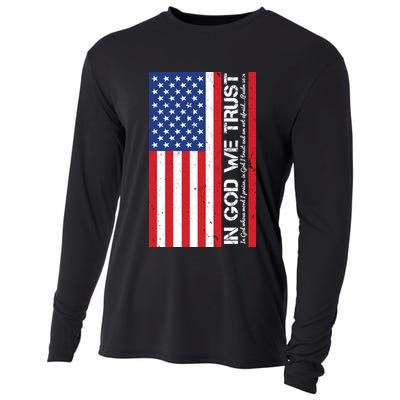 In God We Trust Psalm 56:4 US Flag Cooling Performance Long Sleeve Crew