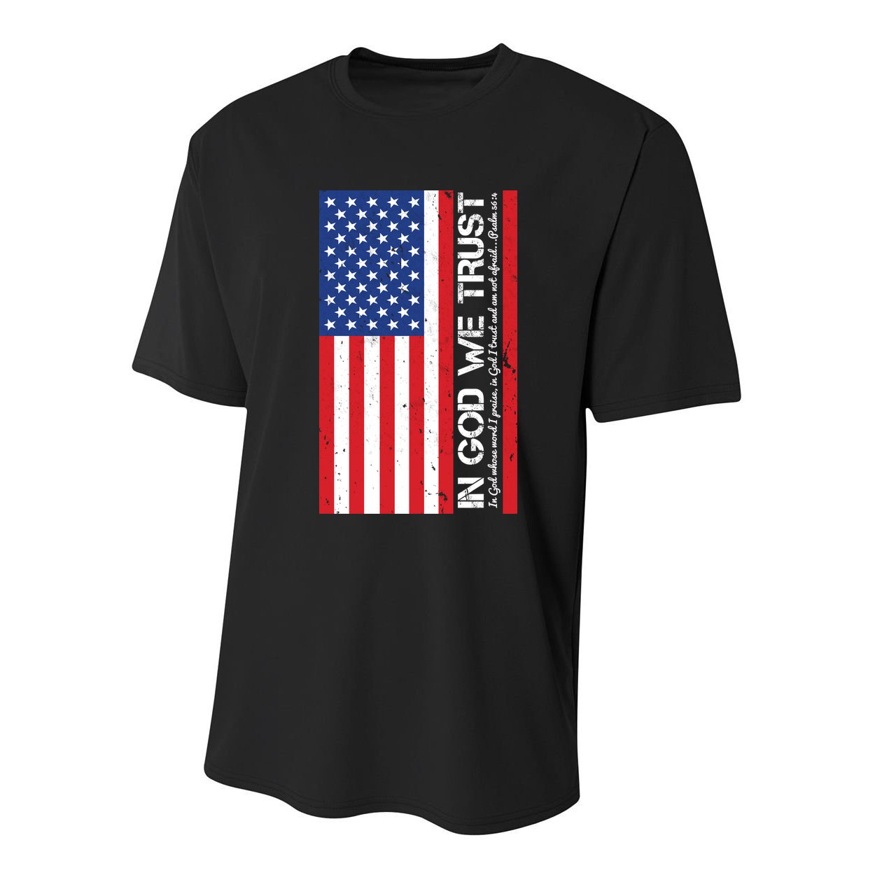 In God We Trust Psalm 56:4 US Flag Youth Performance Sprint T-Shirt