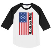 In God We Trust Psalm 56:4 US Flag Baseball Sleeve Shirt