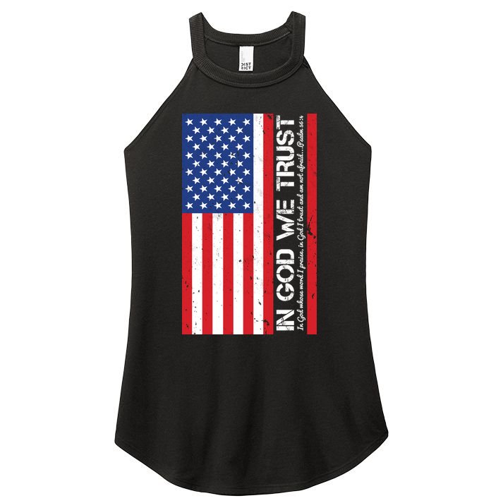In God We Trust Psalm 56:4 US Flag Women's Perfect Tri Rocker Tank