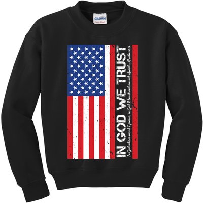 In God We Trust Psalm 56:4 US Flag Kids Sweatshirt