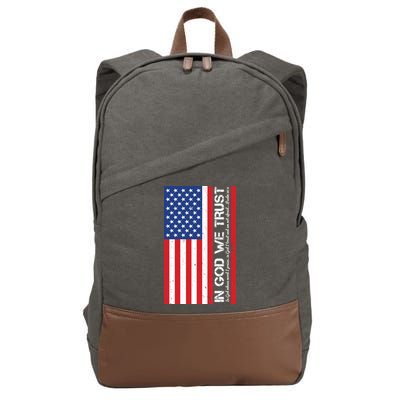In God We Trust Psalm 56:4 US Flag Cotton Canvas Backpack