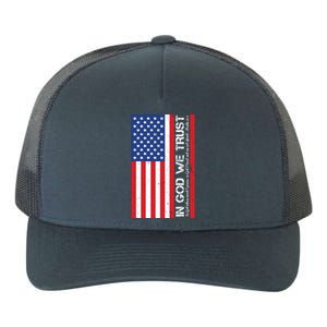 In God We Trust Psalm 56:4 US Flag Yupoong Adult 5-Panel Trucker Hat