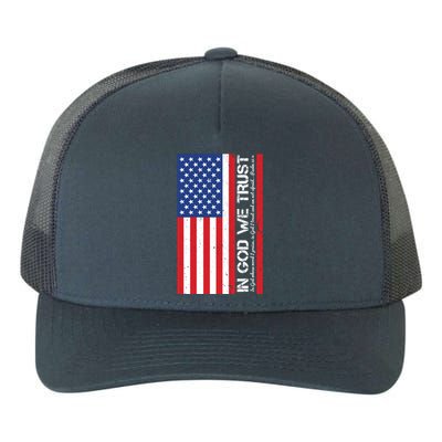 In God We Trust Psalm 56:4 US Flag Yupoong Adult 5-Panel Trucker Hat