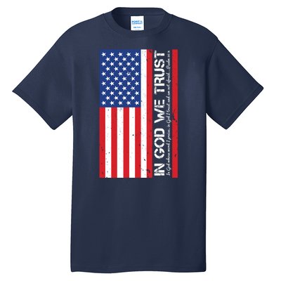 In God We Trust Psalm 56:4 US Flag Tall T-Shirt