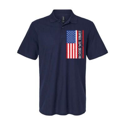 In God We Trust Psalm 56:4 US Flag Softstyle Adult Sport Polo