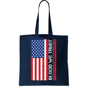 In God We Trust Psalm 56:4 US Flag Tote Bag