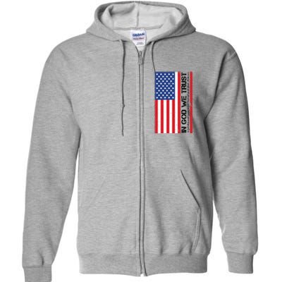 In God We Trust Psalm 56:4 US Flag Full Zip Hoodie