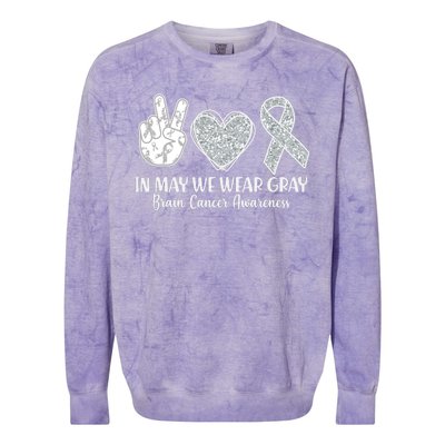 In May We Wear Gray Brain Cancer Awareness Colorblast Crewneck Sweatshirt