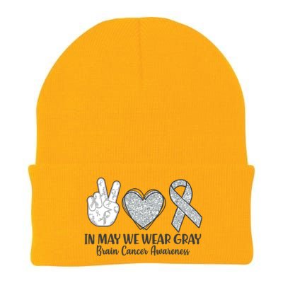 In May We Wear Gray Brain Cancer Awareness Knit Cap Winter Beanie