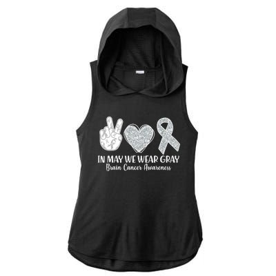 In May We Wear Gray Brain Cancer Awareness Ladies PosiCharge Tri-Blend Wicking Draft Hoodie Tank