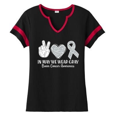 In May We Wear Gray Brain Cancer Awareness Ladies Halftime Notch Neck Tee