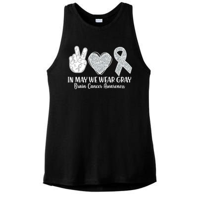 In May We Wear Gray Brain Cancer Awareness Ladies PosiCharge Tri-Blend Wicking Tank