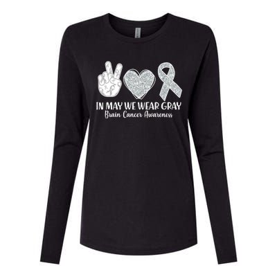 In May We Wear Gray Brain Cancer Awareness Womens Cotton Relaxed Long Sleeve T-Shirt