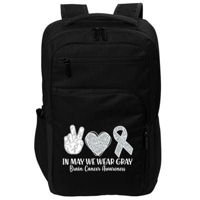 In May We Wear Gray Brain Cancer Awareness Impact Tech Backpack