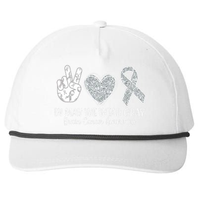 In May We Wear Gray Brain Cancer Awareness Snapback Five-Panel Rope Hat