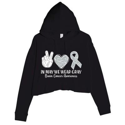 In May We Wear Gray Brain Cancer Awareness Crop Fleece Hoodie