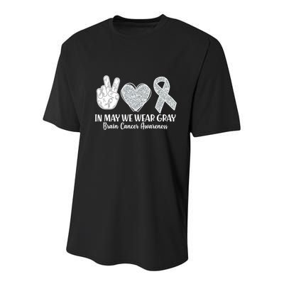 In May We Wear Gray Brain Cancer Awareness Youth Performance Sprint T-Shirt