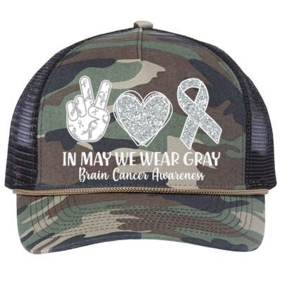 In May We Wear Gray Brain Cancer Awareness Retro Rope Trucker Hat Cap