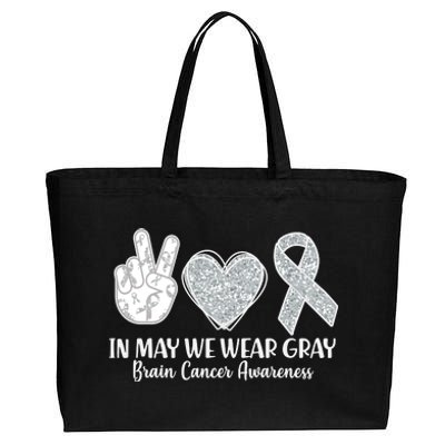 In May We Wear Gray Brain Cancer Awareness Cotton Canvas Jumbo Tote