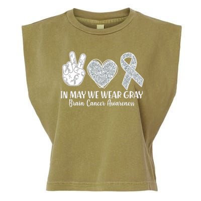 In May We Wear Gray Brain Cancer Awareness Garment-Dyed Women's Muscle Tee