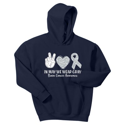 In May We Wear Gray Brain Cancer Awareness Kids Hoodie