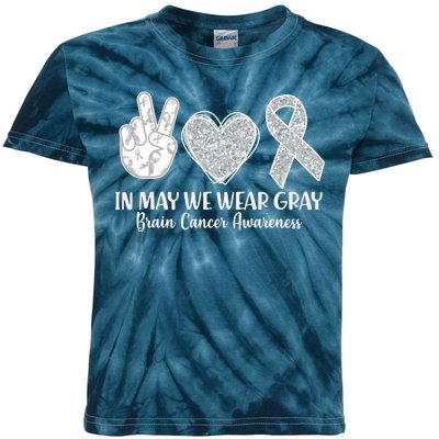 In May We Wear Gray Brain Cancer Awareness Kids Tie-Dye T-Shirt