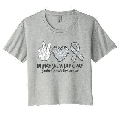 In May We Wear Gray Brain Cancer Awareness Women's Crop Top Tee