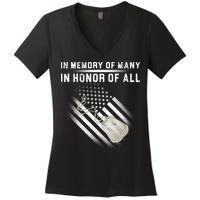 In Memory Of Many In Honor Of All Women's V-Neck T-Shirt