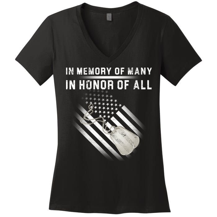 In Memory Of Many In Honor Of All Women's V-Neck T-Shirt