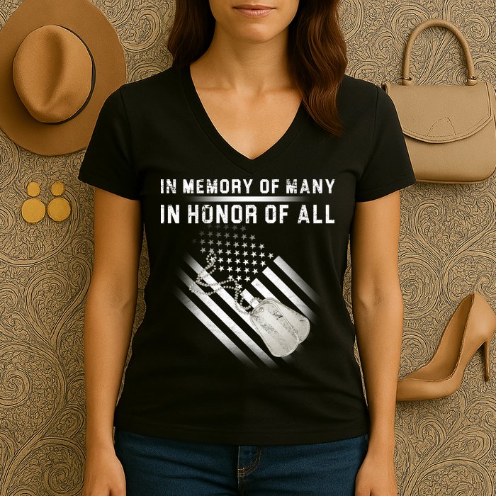 In Memory Of Many In Honor Of All Women's V-Neck T-Shirt
