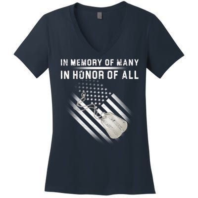 In Memory Of Many In Honor Of All Women's V-Neck T-Shirt