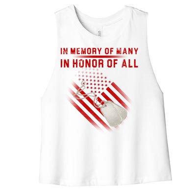 In Memory Of Many In Honor Of All Women's Racerback Cropped Tank