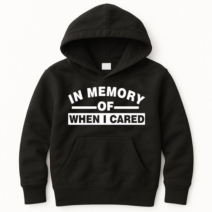 In Memory of When I Cared Kids Hoodie