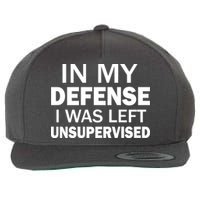 In My Defense I Was Left Unsupervised Wool Snapback Cap