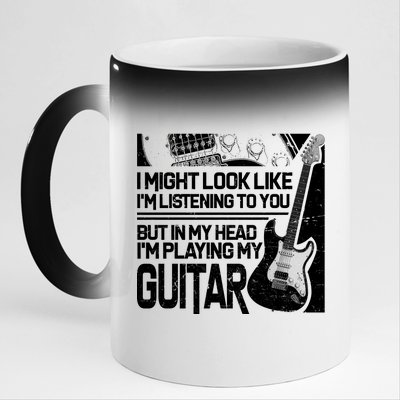 In My Head I'm Playing My Guitar 11oz Black Color Changing Mug