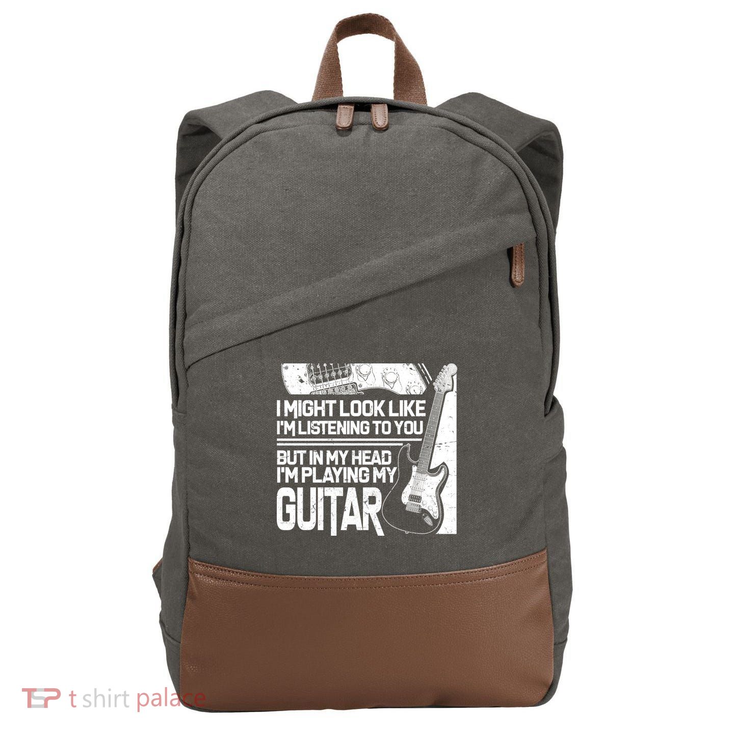 In My Head I'm Playing My Guitar Cotton Canvas Backpack