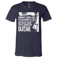 In My Head I'm Playing My Guitar V-Neck T-Shirt